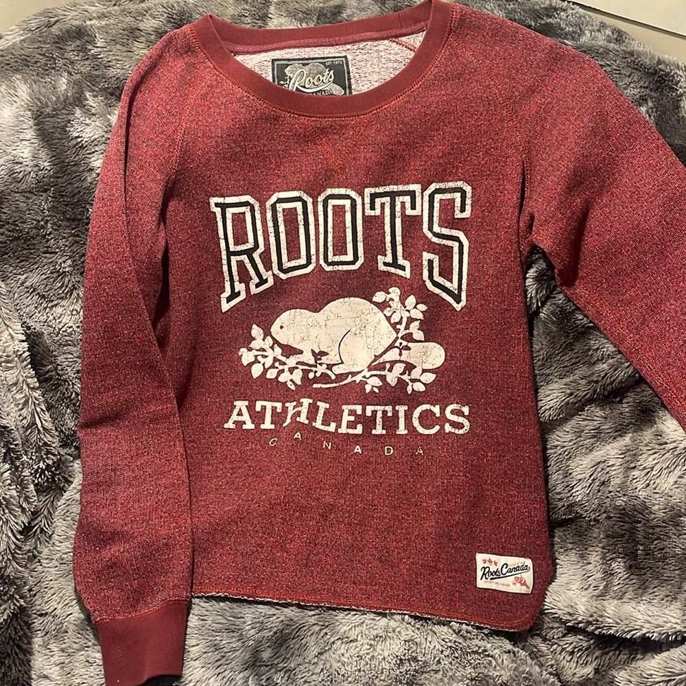 Roots red scoop neck vintage inspired sweatshirt
